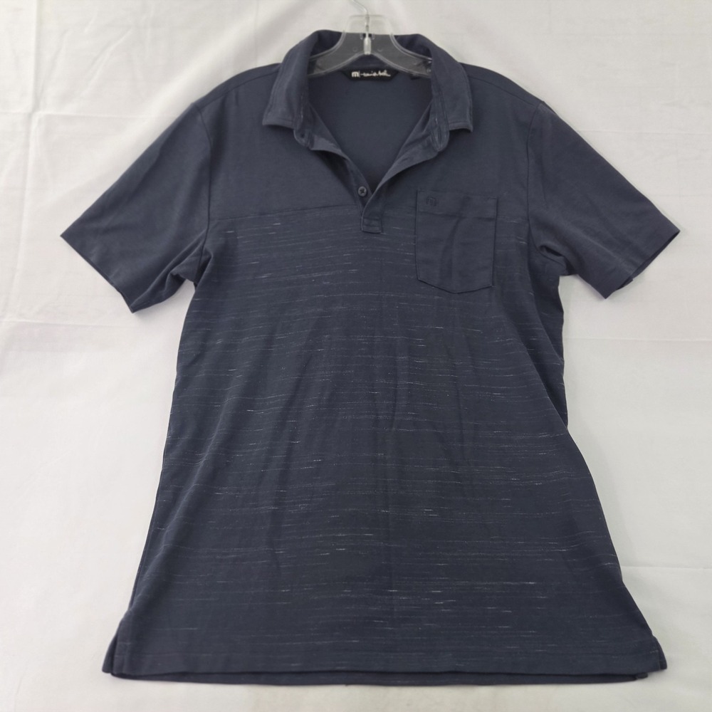 Travis‎ Mathew Golf Polo Shirt Mens Medium Blue Performance Short Sleeve Casual